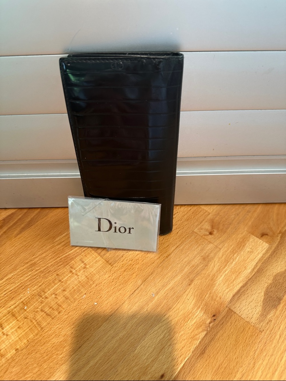 Dior Black Croc-Embossed Long Wallet with Dior Card authentic good condition